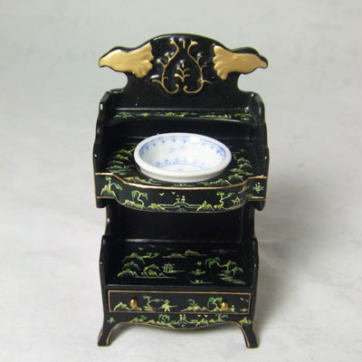 8076-02, Black Hand-painted Victorian Wash Stand in 1" scale